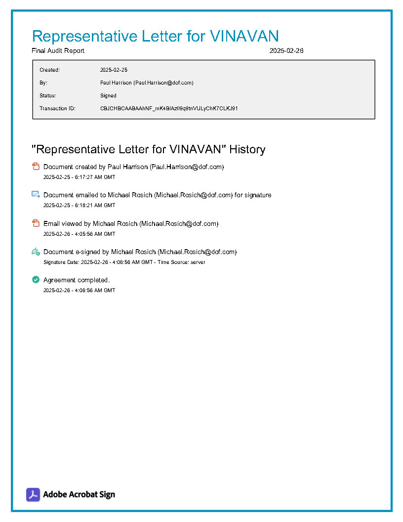 Representative Letter for VINAVAN 2